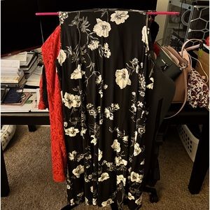 Black tank top dress with white flowers